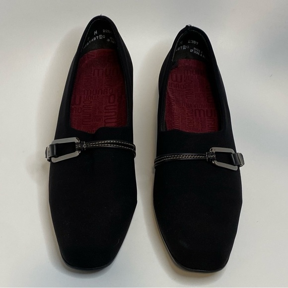 Munro black Cindi Block Heel Pump Black Stretch Fabric 7 M - Picture 3 of 9